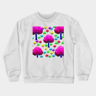 pink blue green colorful tree leaves background pattern Crewneck Sweatshirt